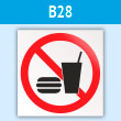Знак «Запрещается употреблять пищу», B28 (пластик, 200х200 мм)
